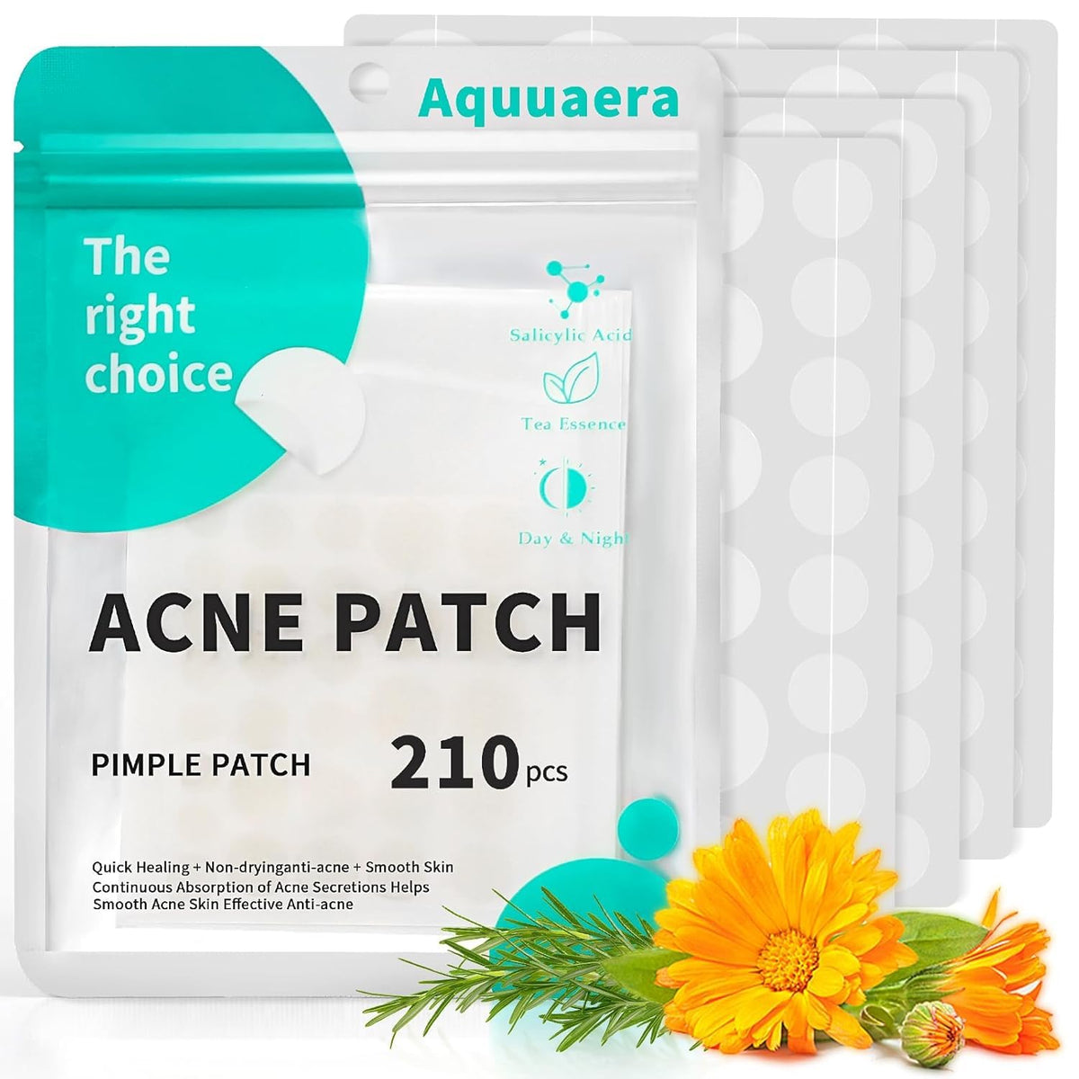 Aquuaera pimple patches packaging shows a convenient blemish care option
