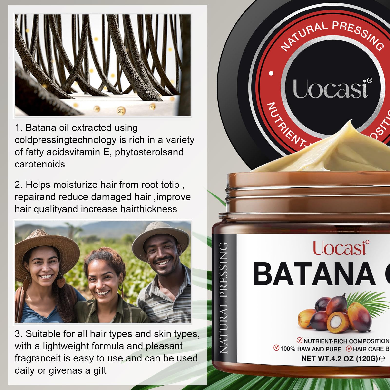 ARBCRN Batana Oil close-up reveals shine and healthy-looking hair.