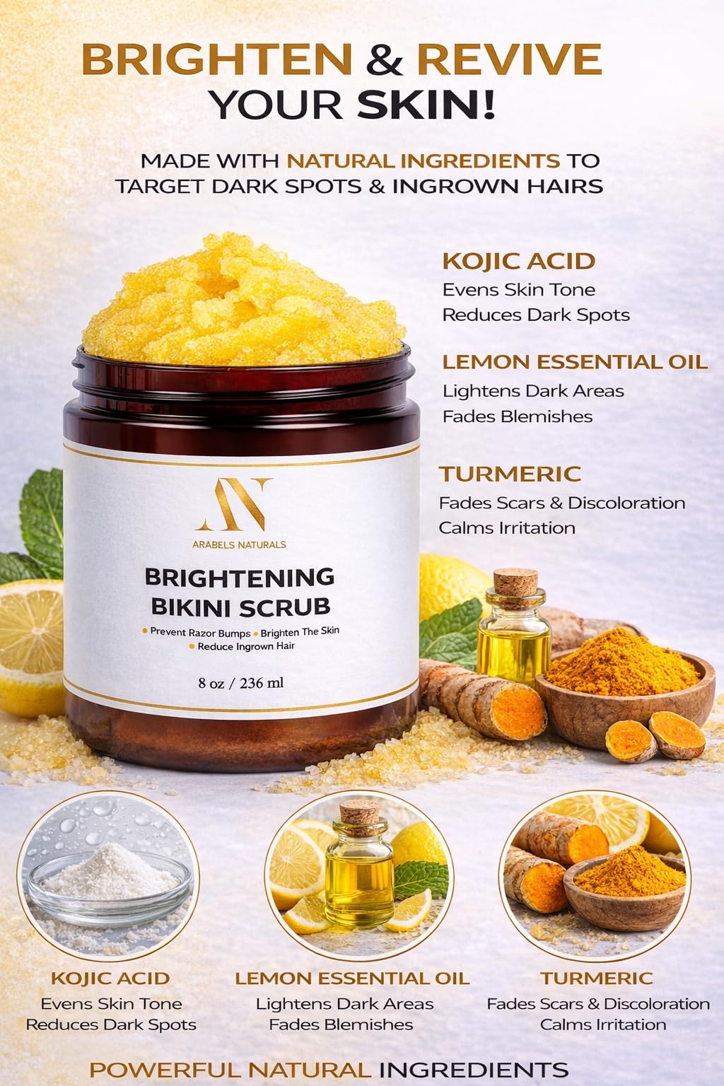 ArabelsNaturals Made in USA natural exfoliating scrub ideal for weekly body care.