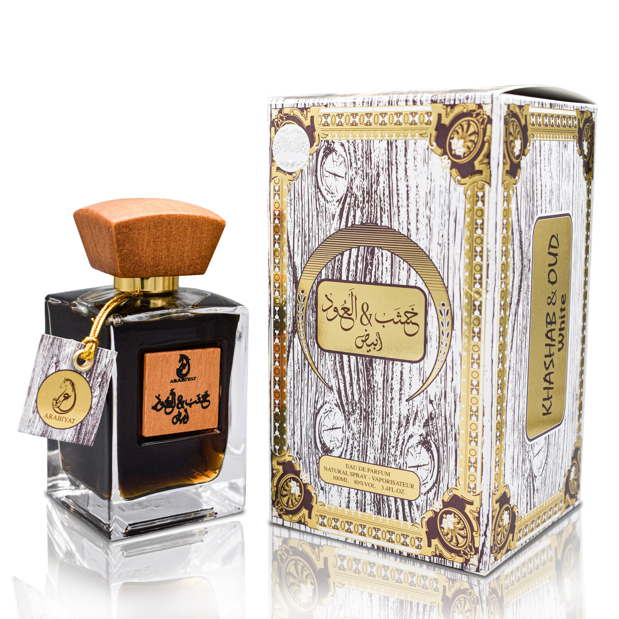 ARABIYAT Khashab & Oud bottle with amber tones for everyday wear.