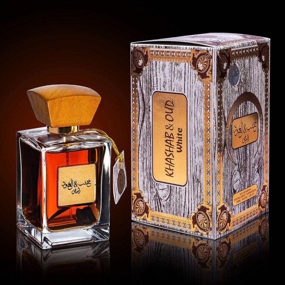 ARABIYAT Khashab & Oud golden liquid hints at long-lasting fragrance.