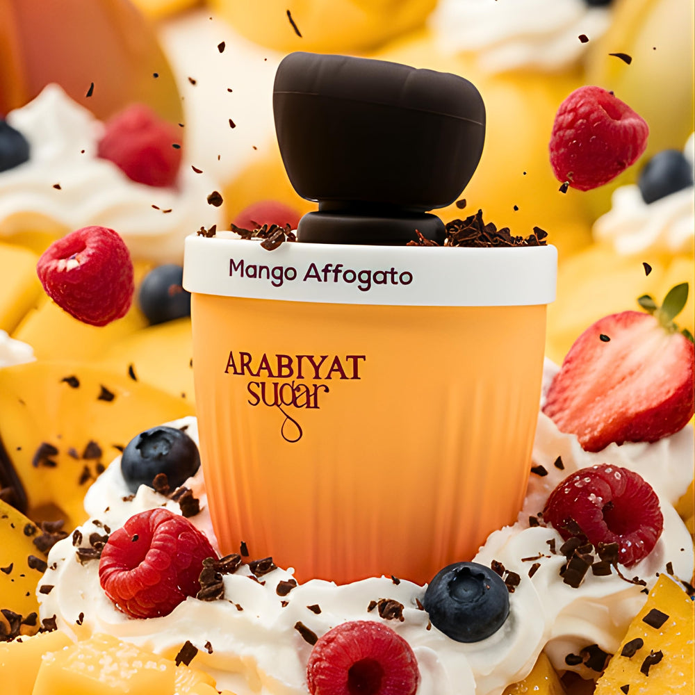 ARABIYAT Sugar Mango Affogato packaging display on shelf for modern shoppers.