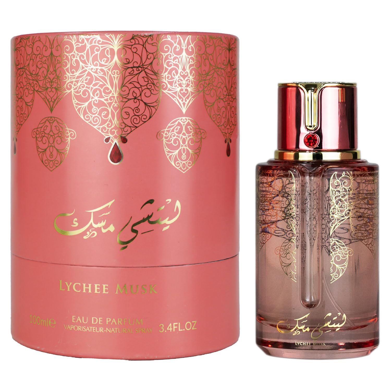 ARABIYAT Prestige Lychee Musk bottle on display for a fresh daytime option