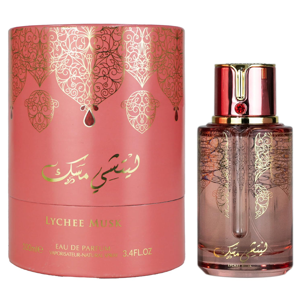ARABIYAT Prestige Lychee Musk bottle on display for a fresh daytime option