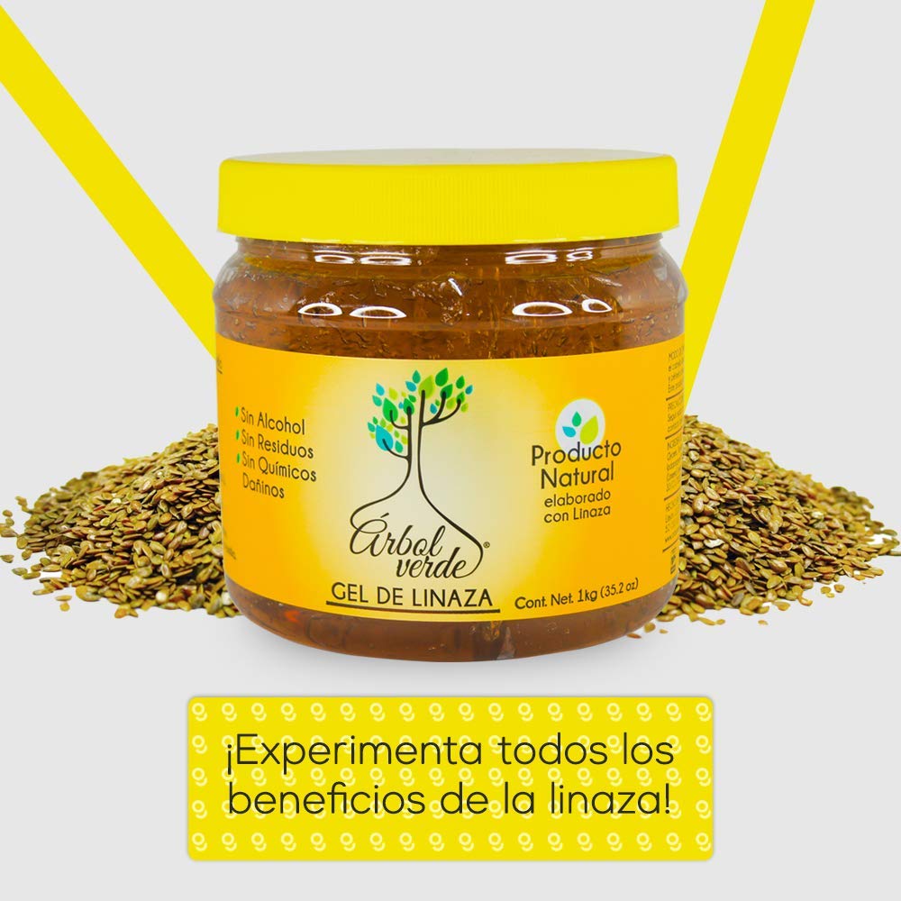 Arbol Verde Linseed Hair Gel packaging highlights natural, alcohol-free formula.