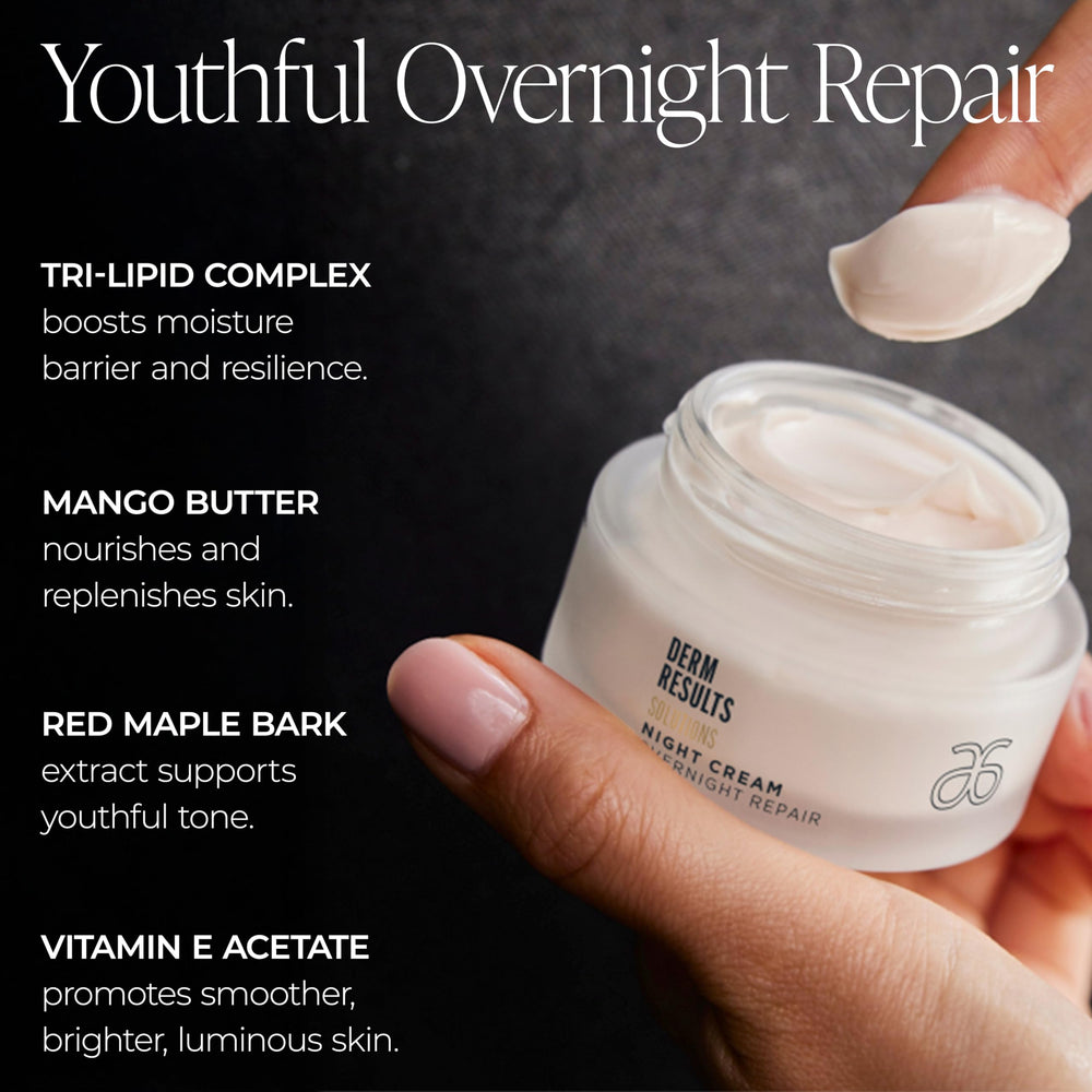 DermResults Night Cream on nightstand suggesting an easy evening ritual