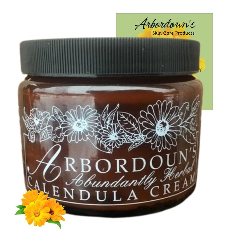 Arbordoun Calendula Cream amber jar ready for tattoo aftercare and eczema care.