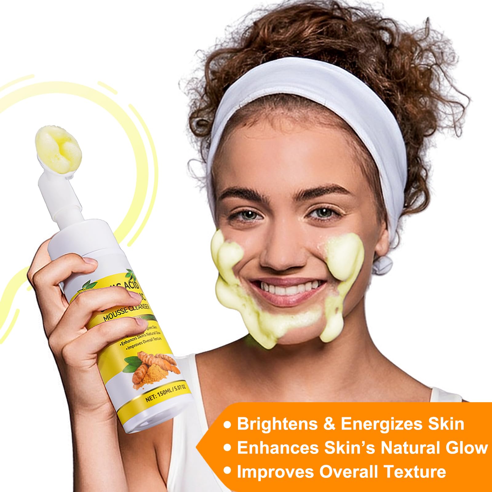 A r b c r n Turmeric Cleansing Mousse pump bottle ready for daily wash