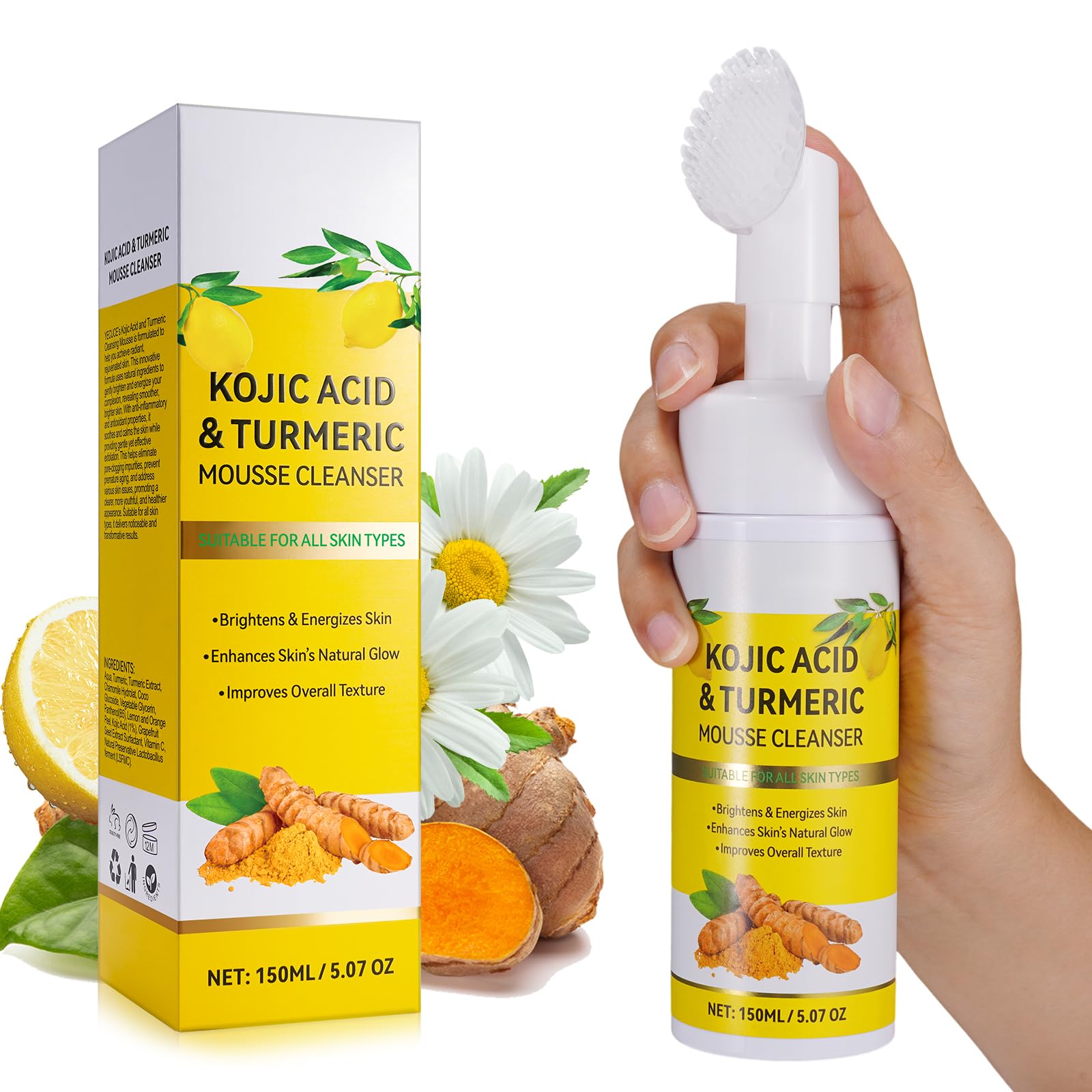 A r b c r n Turmeric Cleansing Mousse bottle for gentle daily cleansing and refreshed pores