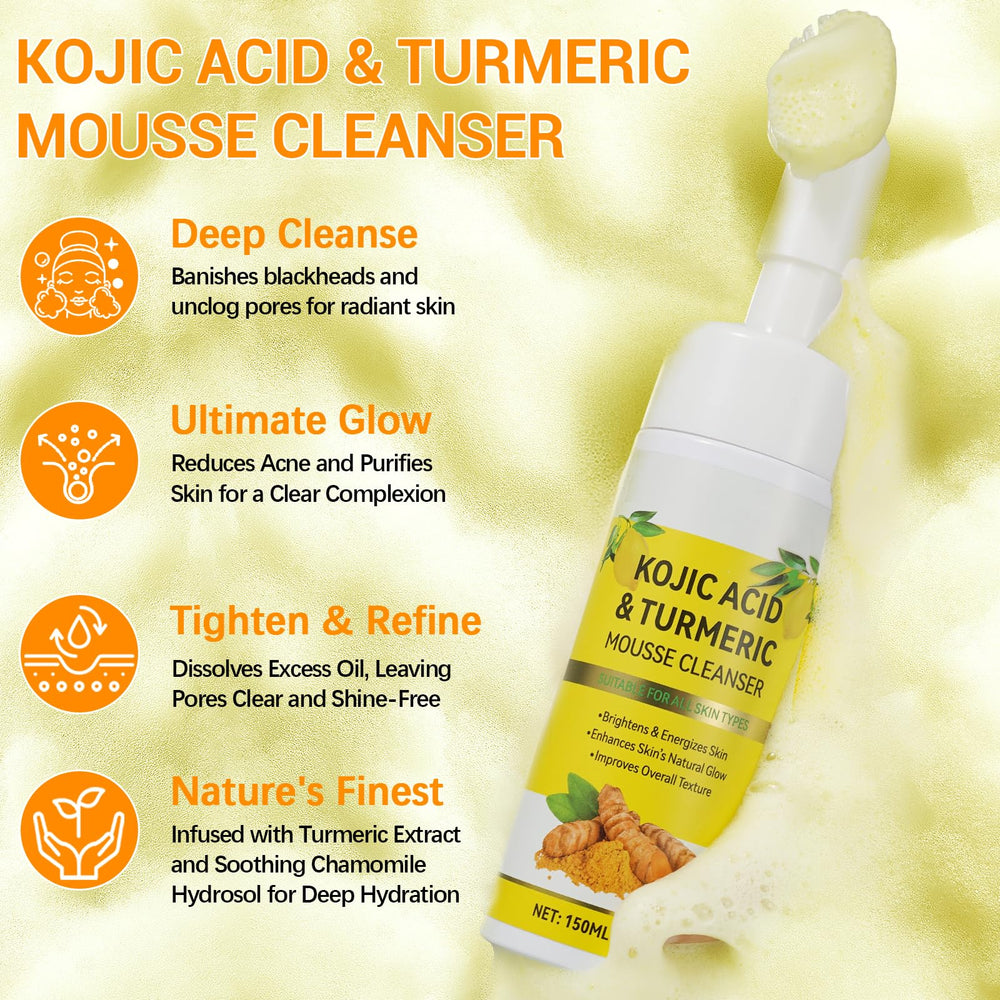 A r b c r n Turmeric Cleansing Mousse foam close-up showing smooth cleansing lather