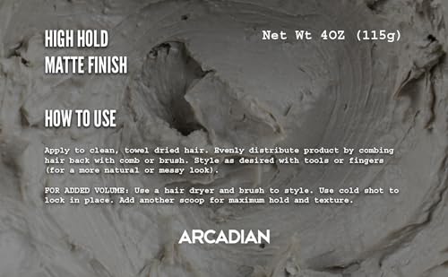 Arcadian Grooming Clay Pomade hands application shows easy grip for precise shaping.