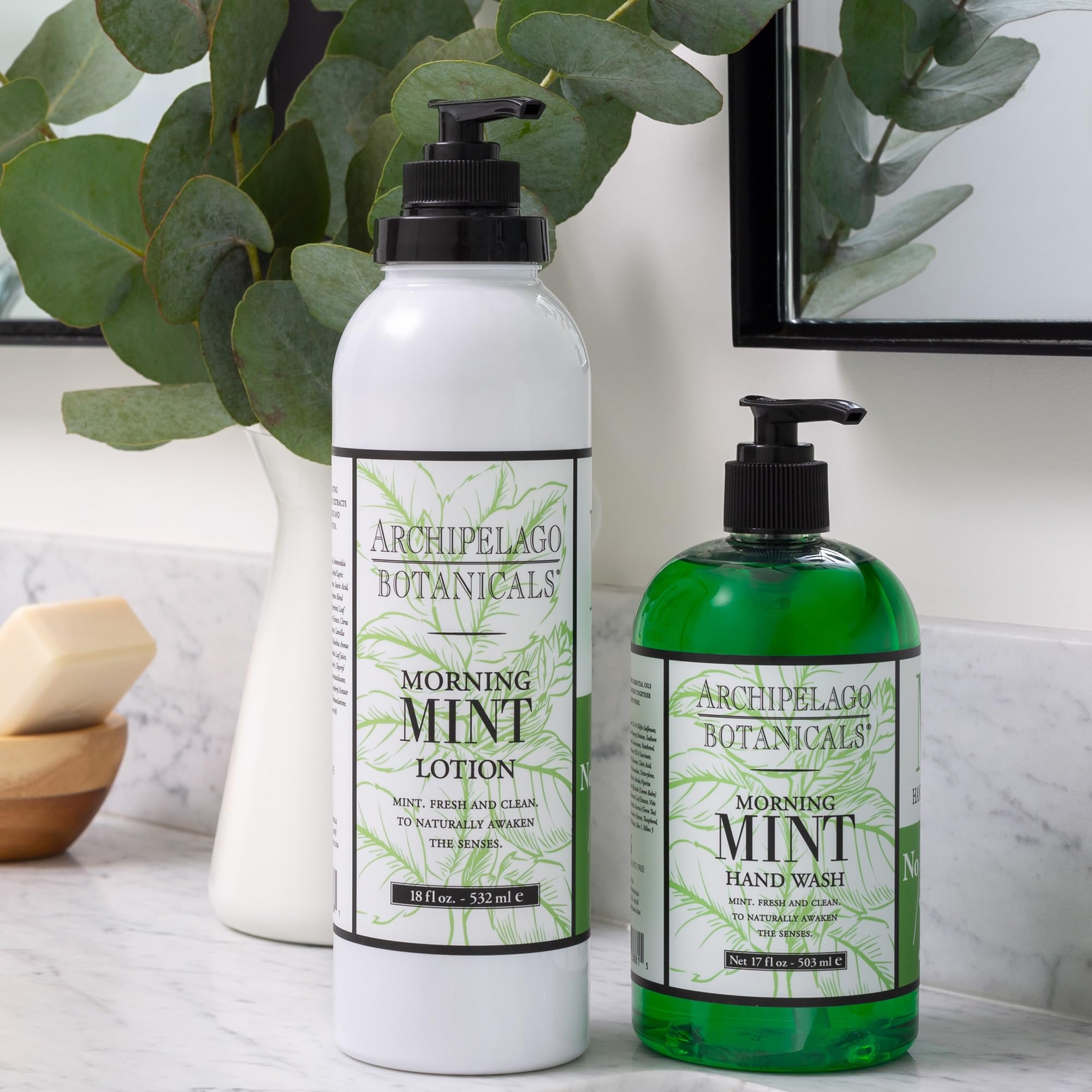 Archipelago Botanicals Morning Mint Lotion in a cozy morning setup