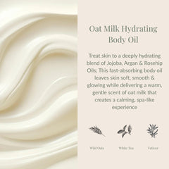 Archipelago Botanicals Oat Milk Hydrating Body Oil ingredients including jojoba, argan and rosehip oils.