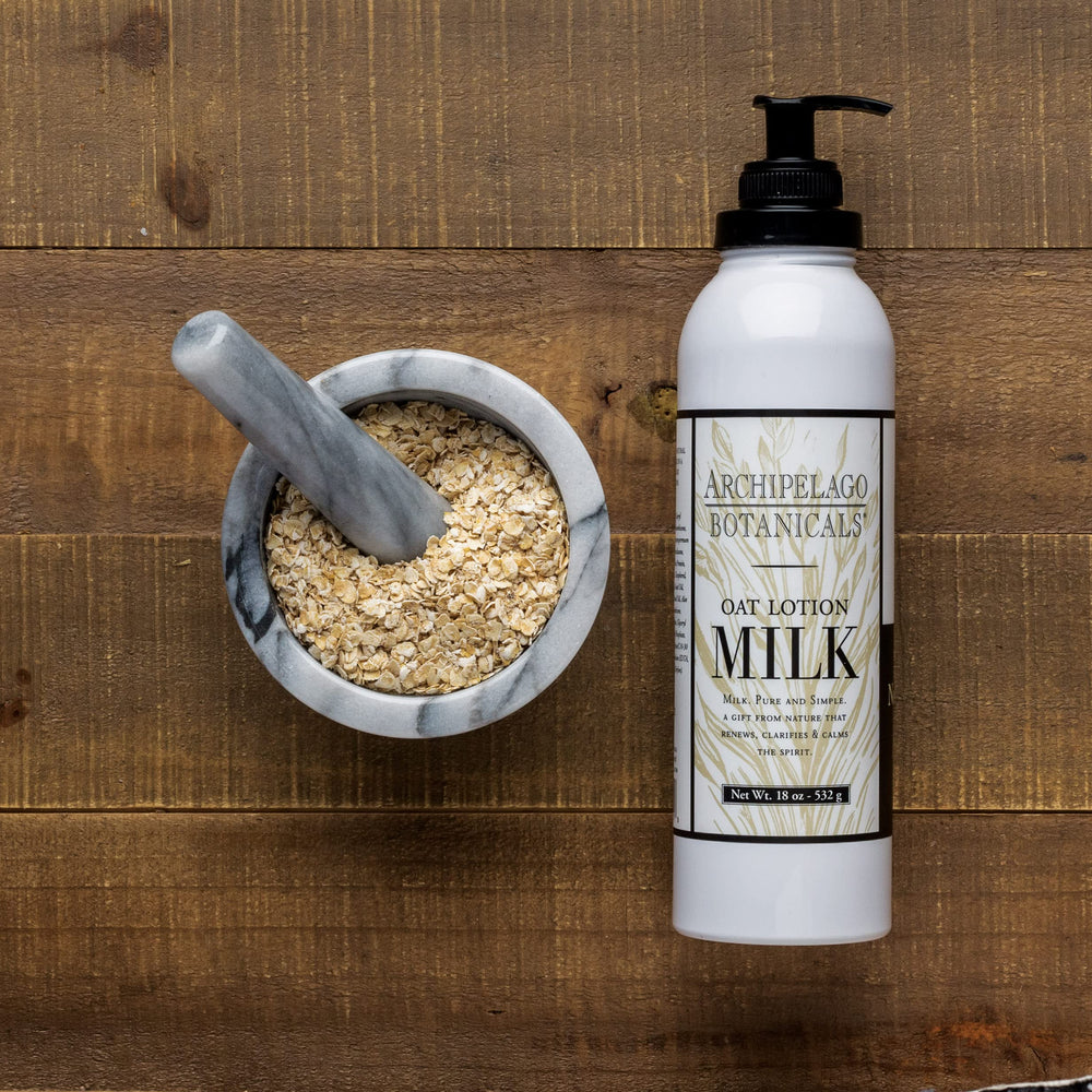 Archipelago Botanicals Oat Milk Lotion moisture swatch demonstrates quick absorption.