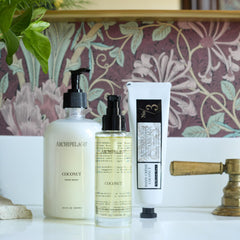 Archipelago Coconut Hydrating Body Oil texture close up showing fast absorbing moisture