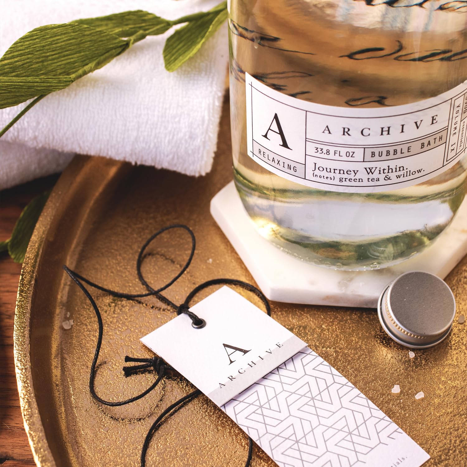 Archive Journey Within keepsake bottle detail enhances bath time ritual