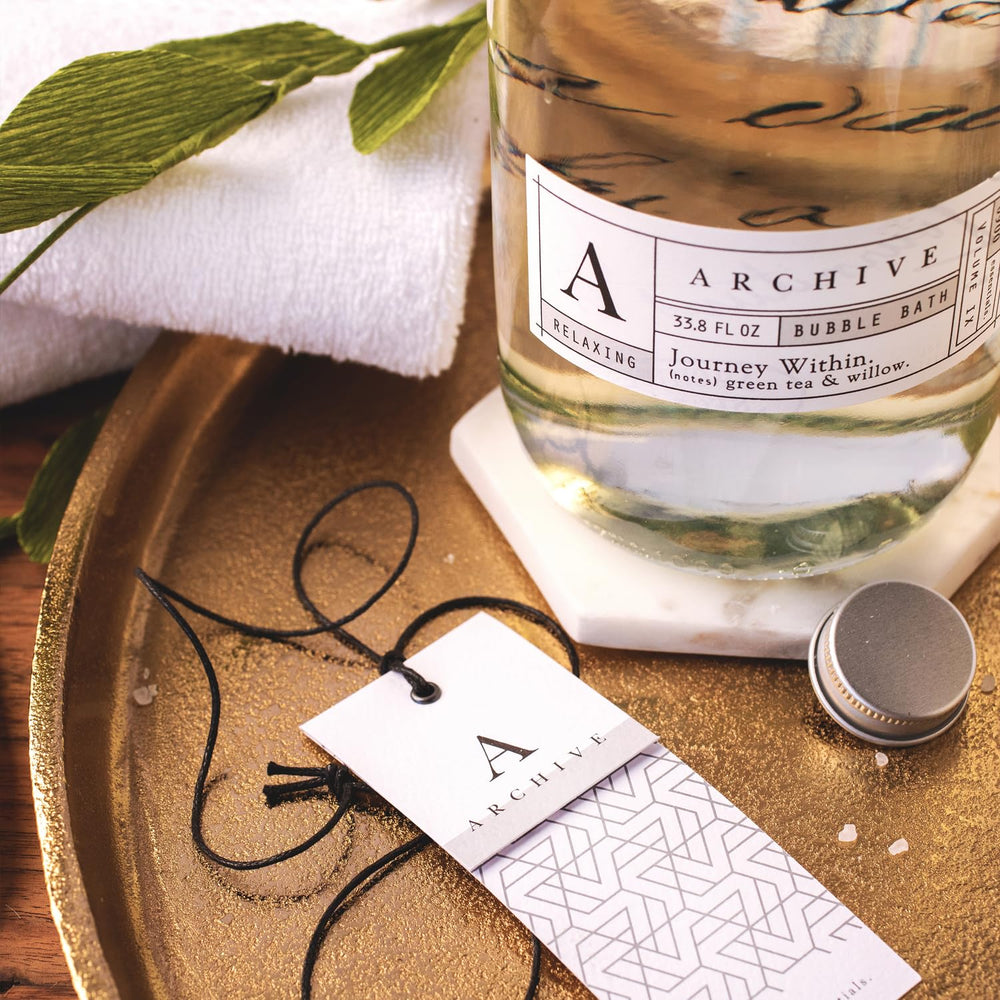 Archive Journey Within keepsake bottle detail enhances bath time ritual