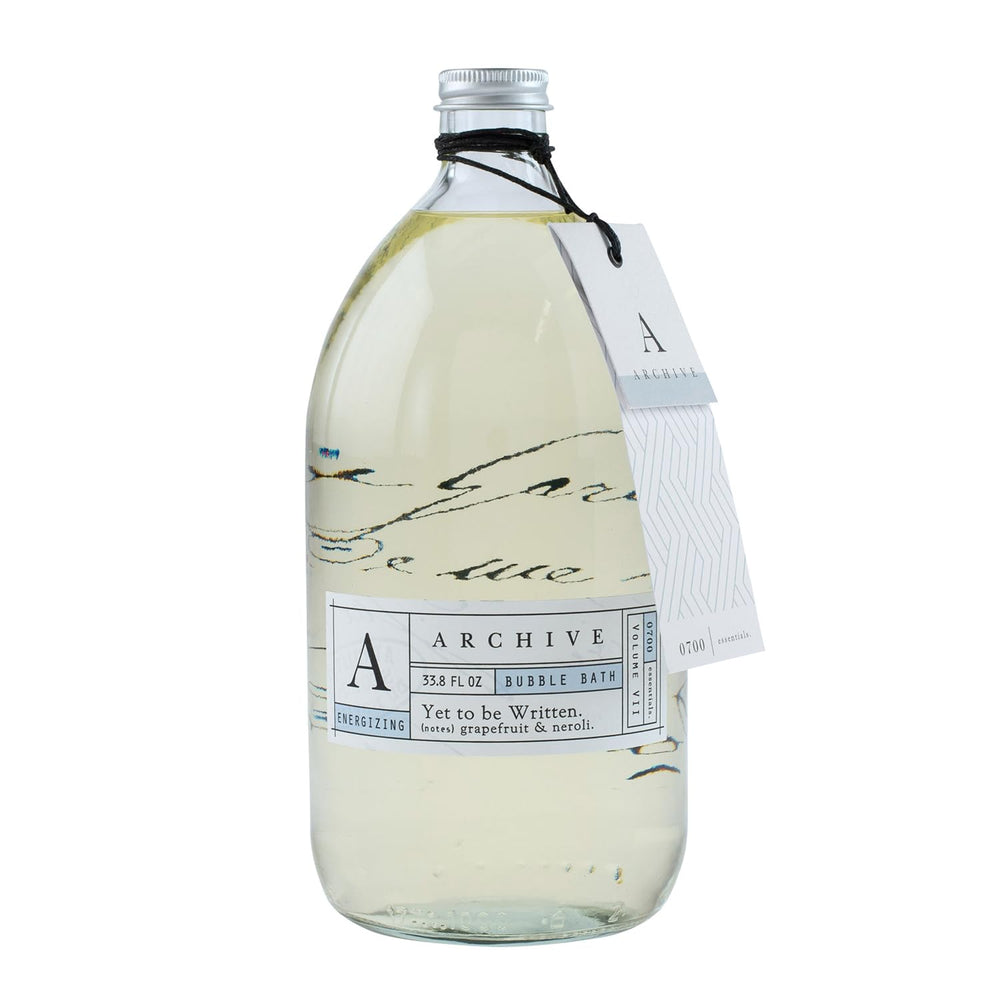 Archive Yet to be Written bubble bath bottle pouring for a soothing soak