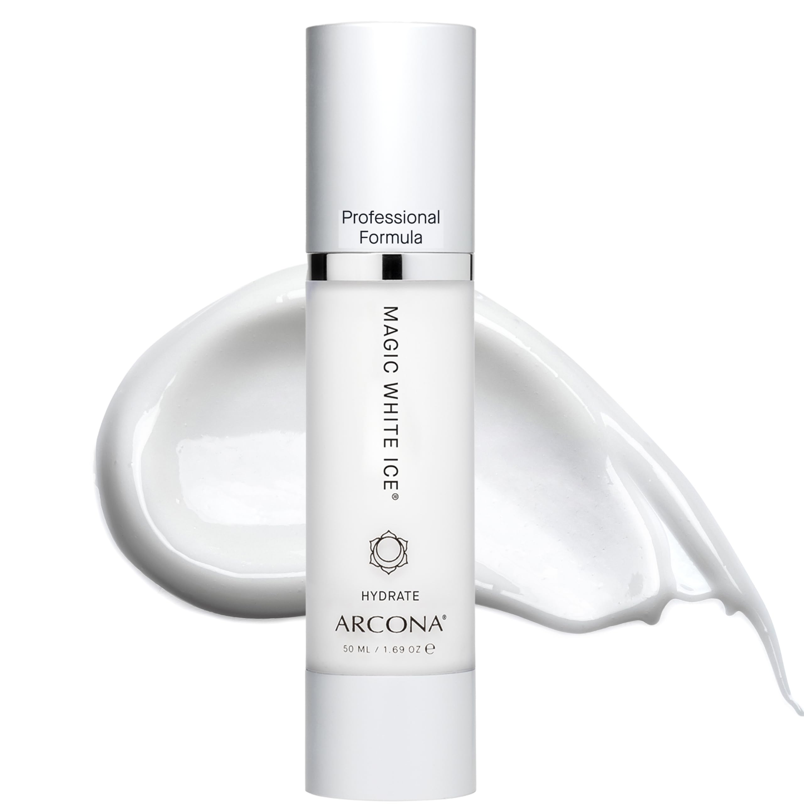 ARCONA Magic White Ice bottle pump shows a lightweight gel texture for daily hydration