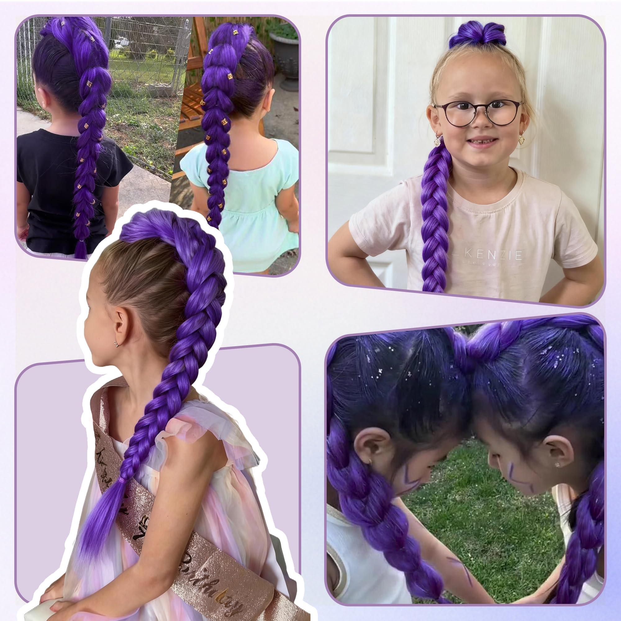 Arcpor long purple braiding hair at cosplay setup, ideal for bold stage looks.