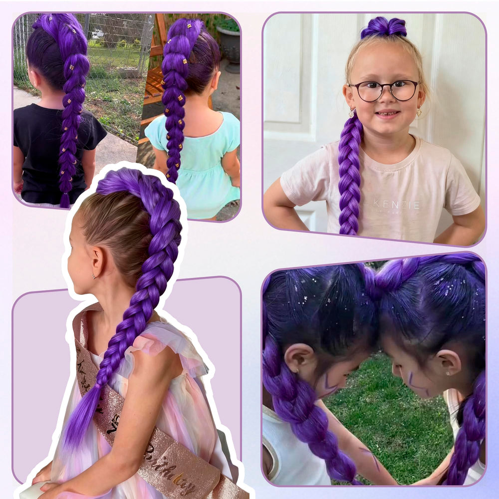 Arcpor long purple braiding hair at cosplay setup, ideal for bold stage looks.