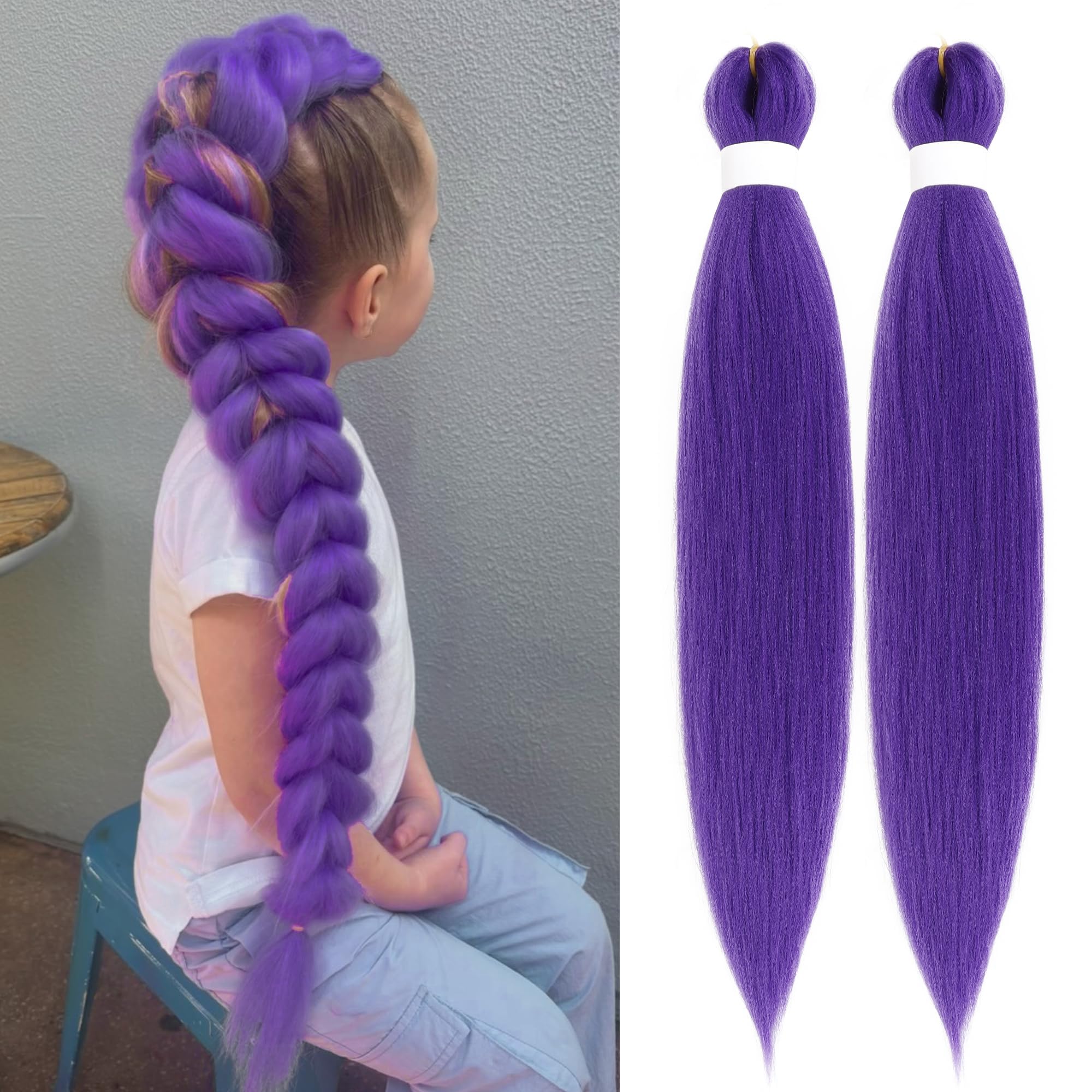 Arcpor long purple braiding hair packaging, showing ready-to-use extensions for quick styling.