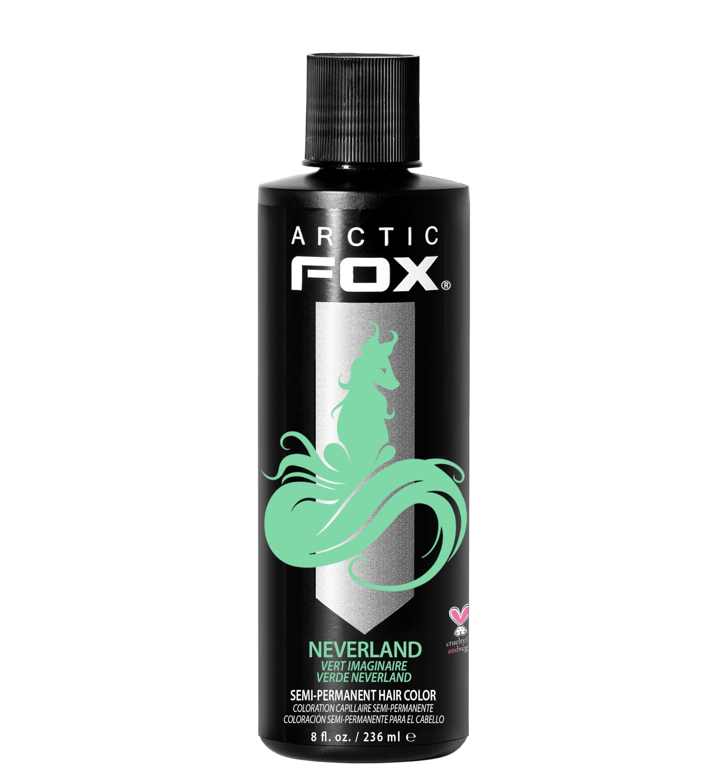 ARCTIC FOX Neverland bottle pour showing pastel mint color for easy application
