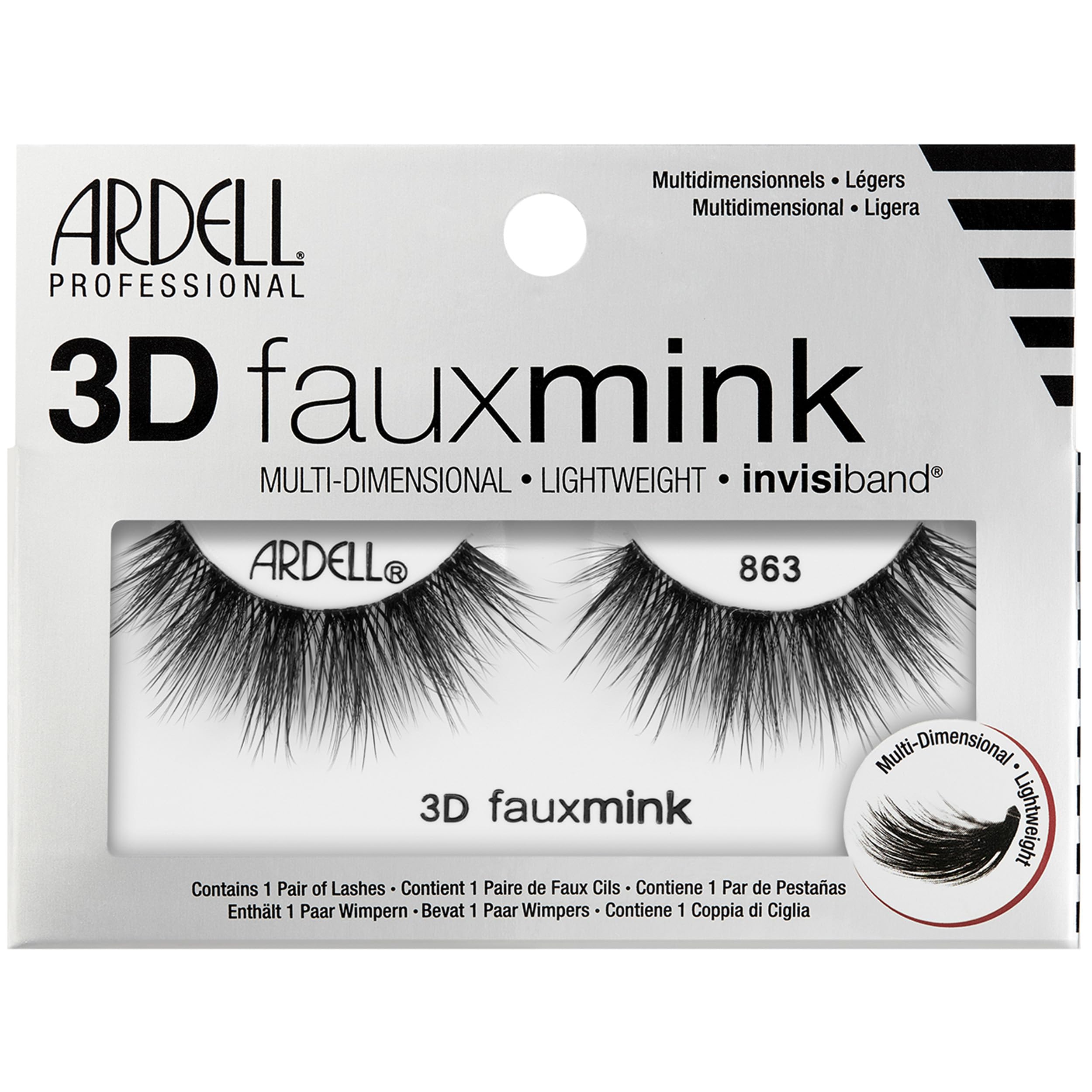 Ardell 3D Faux Mink 863 lashes with fluttery length for dramatic eyes