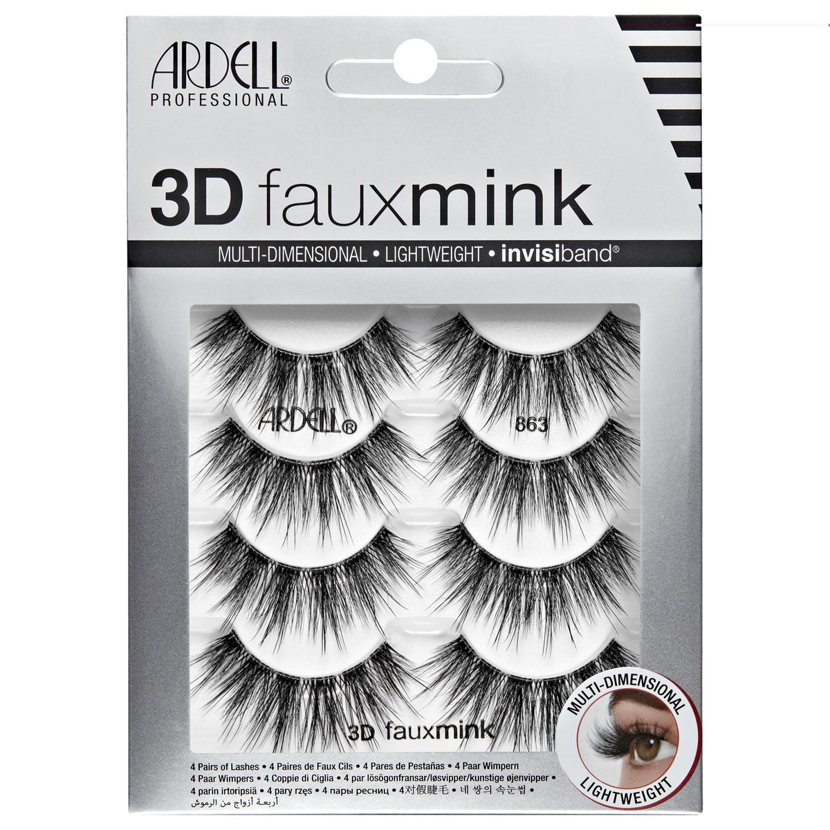 Ardell 3D Faux Mink 863 lashes delivering a natural flutter for daily wear.