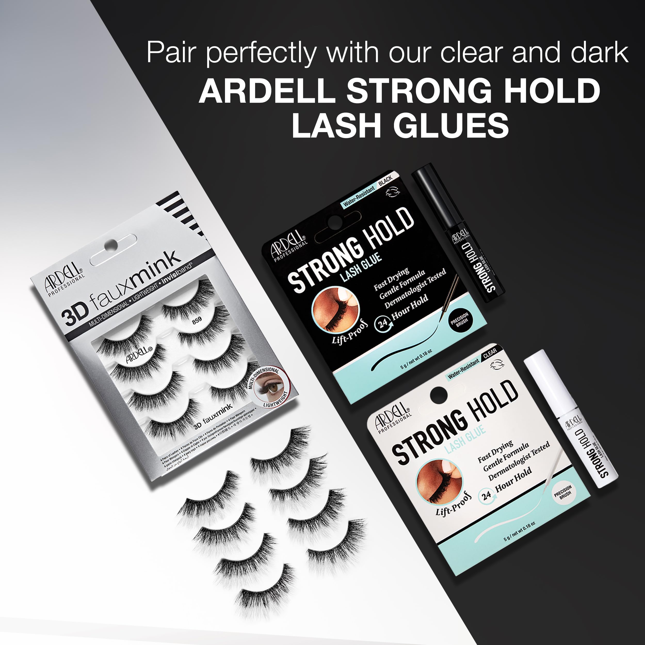 Ardell 3D Faux Mink Lashes four-pair pack, great value for versatile glam looks.