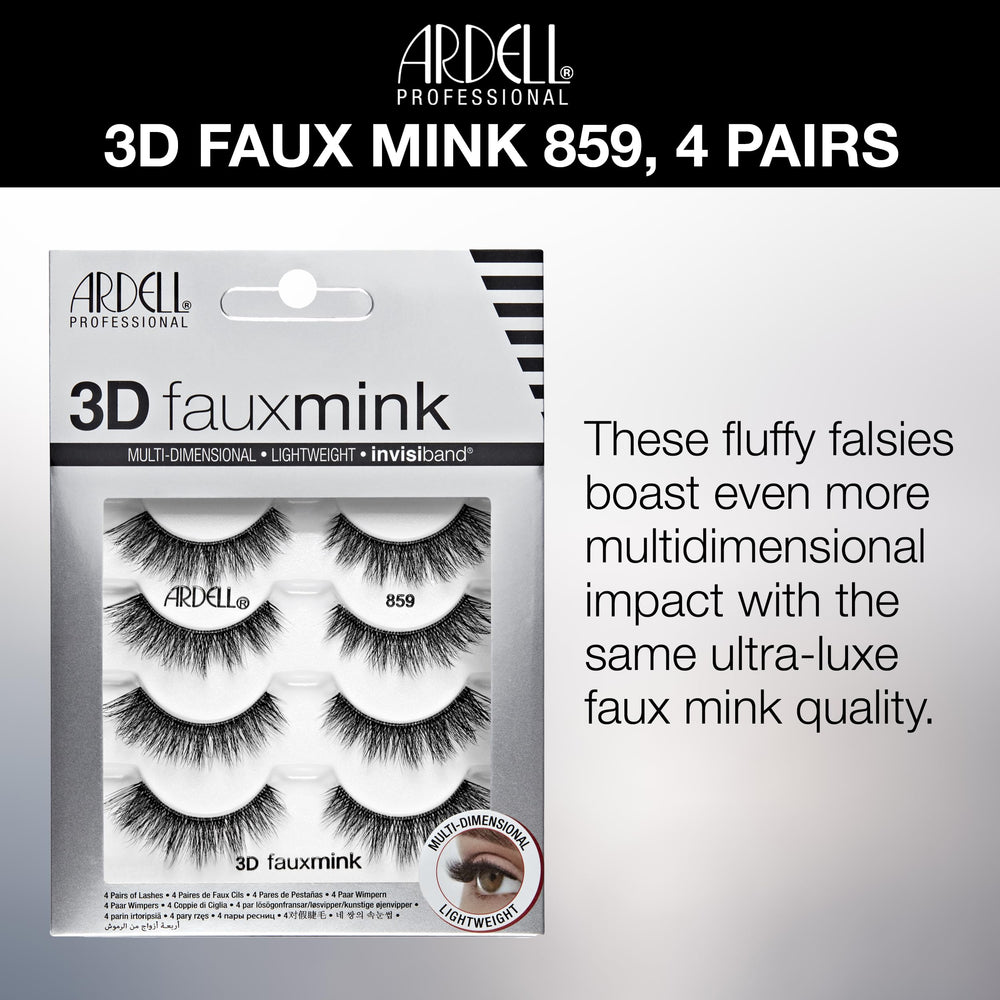 Ardell 3D Faux Mink Lashes with soft fibers for a mink-like, luxurious look.