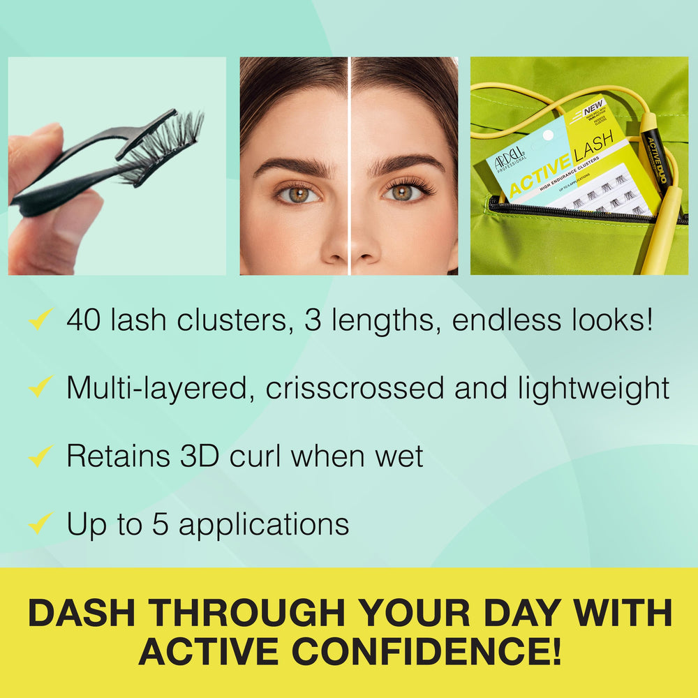 Ardell Active Lash Clusters Dash application over natural lashes for a secure fit