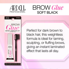 Ardell Brow Glue Soft Black creates a flexible hold for natural definition