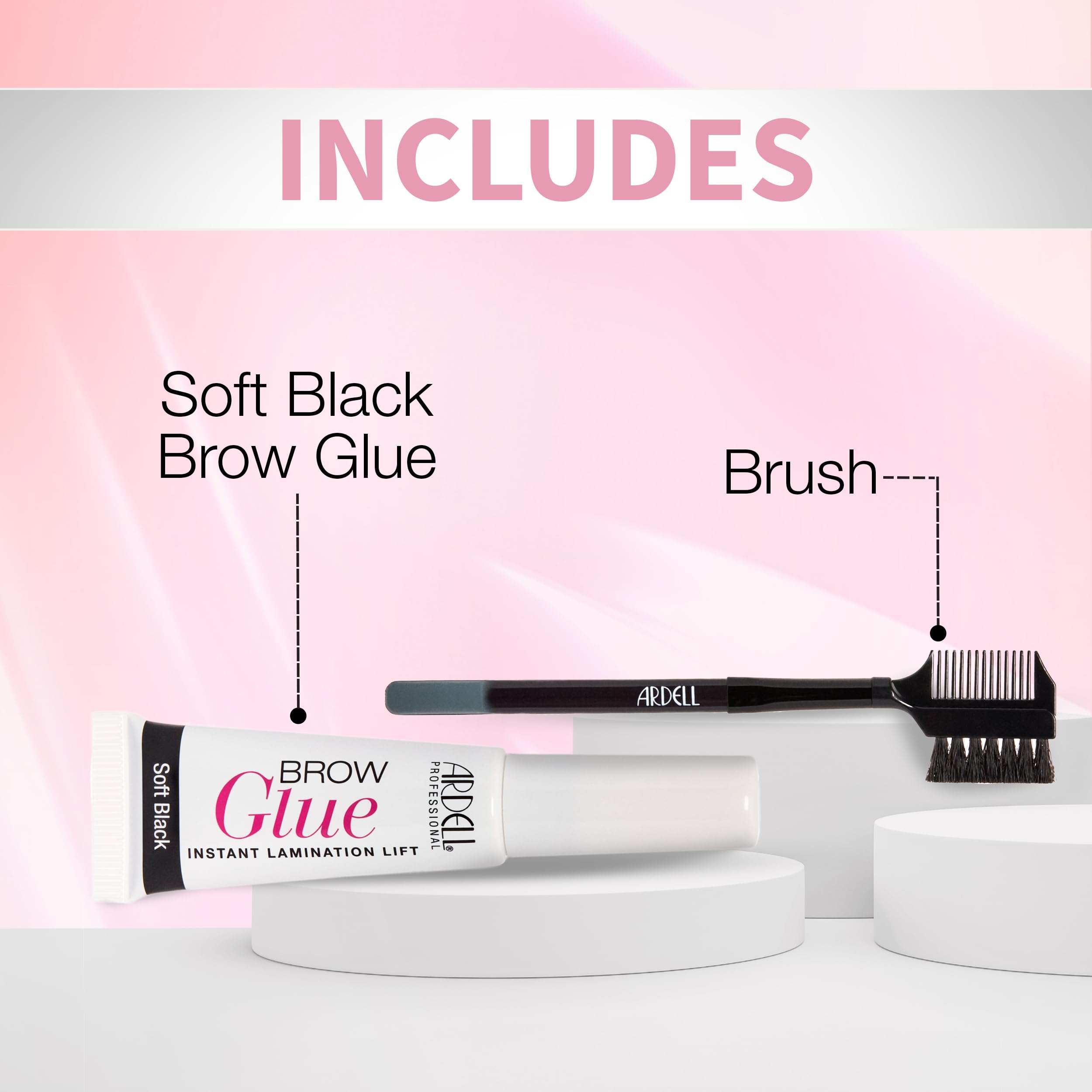 Ardell Brow Glue Soft Black in use for shaping and setting brows