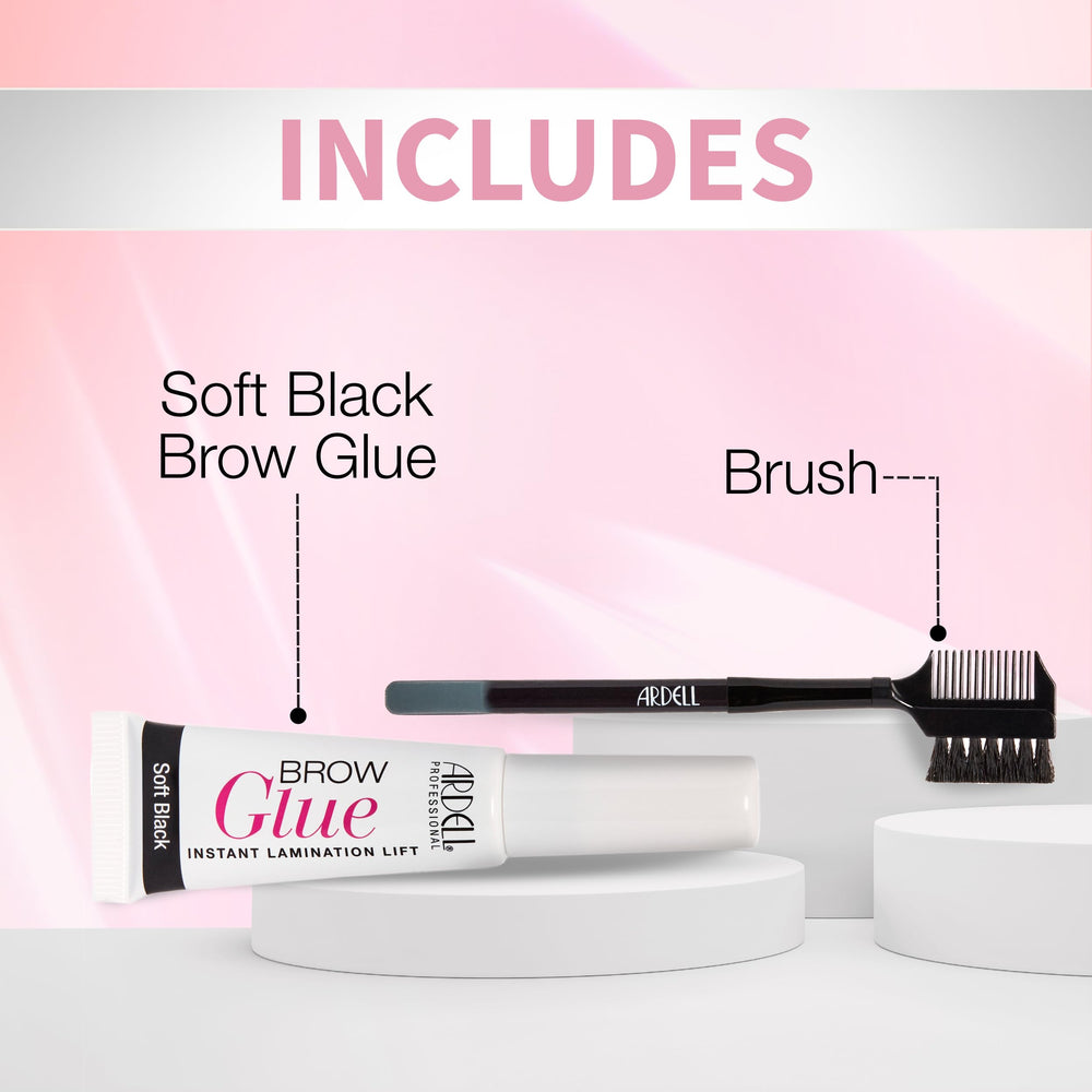 Ardell Brow Glue Soft Black in use for shaping and setting brows