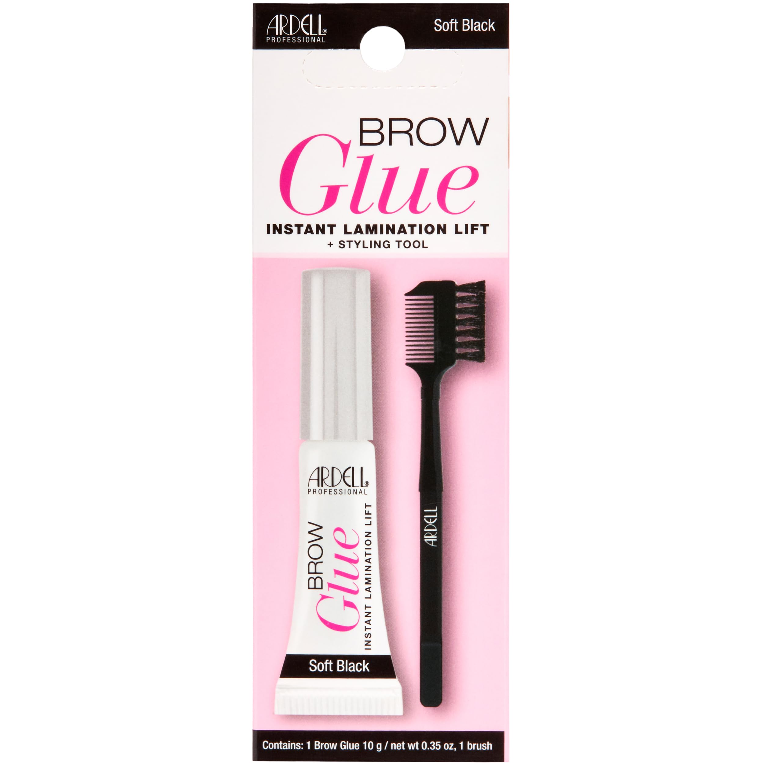 Ardell Brow Glue Soft Black with styling brush applies precisely for defined brows