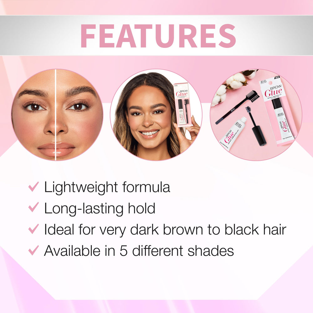 Ardell Brow Glue Soft Black waterproof formula withstands humidity