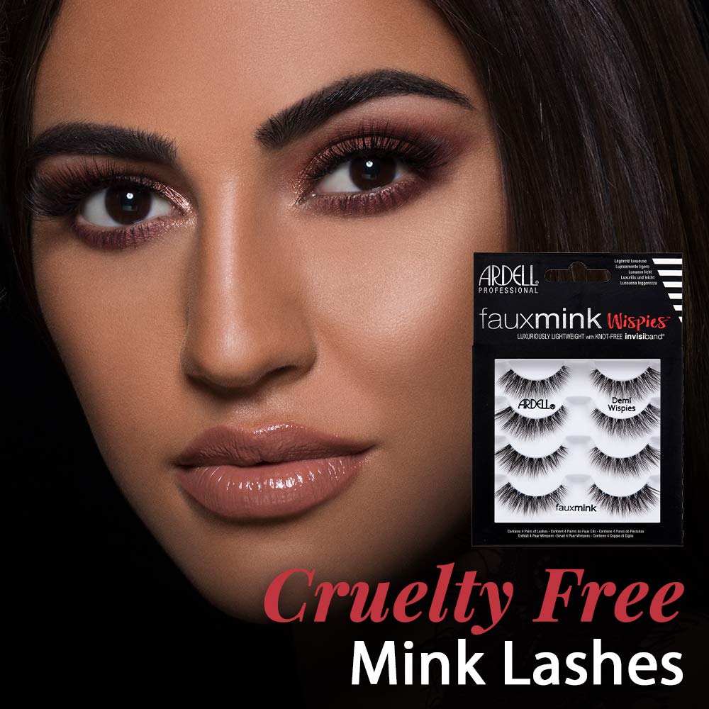 Ardell Faux Mink Demi Wispies close-up showing knot-free Invisiband for seamless blend.