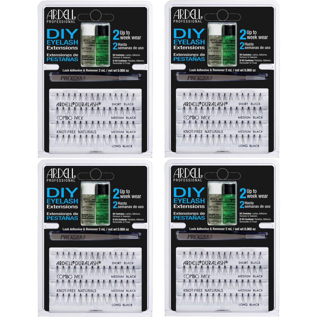Ardell Lash DIY Extension Kit four-pack collection on display for at-home lash upgrades and styling.