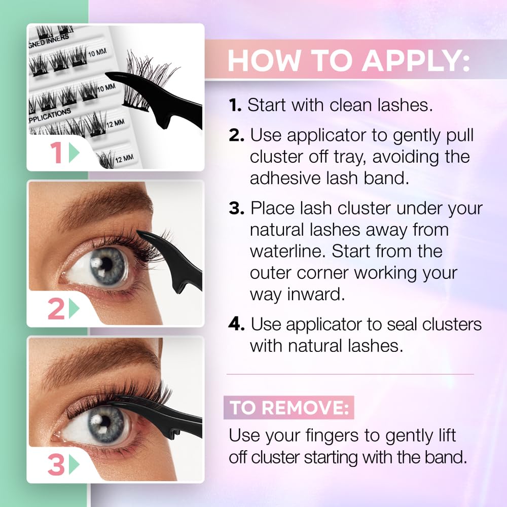 Ardell Naked kit includes 10, 12, 14 mm clusters for customizable looks.