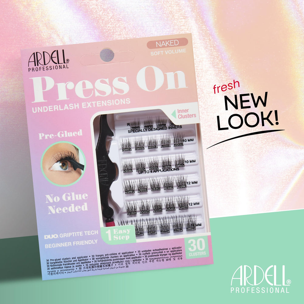 Ardell Naked Press On Lashes soft-volume clusters for natural-looking definition and all-day comfort.