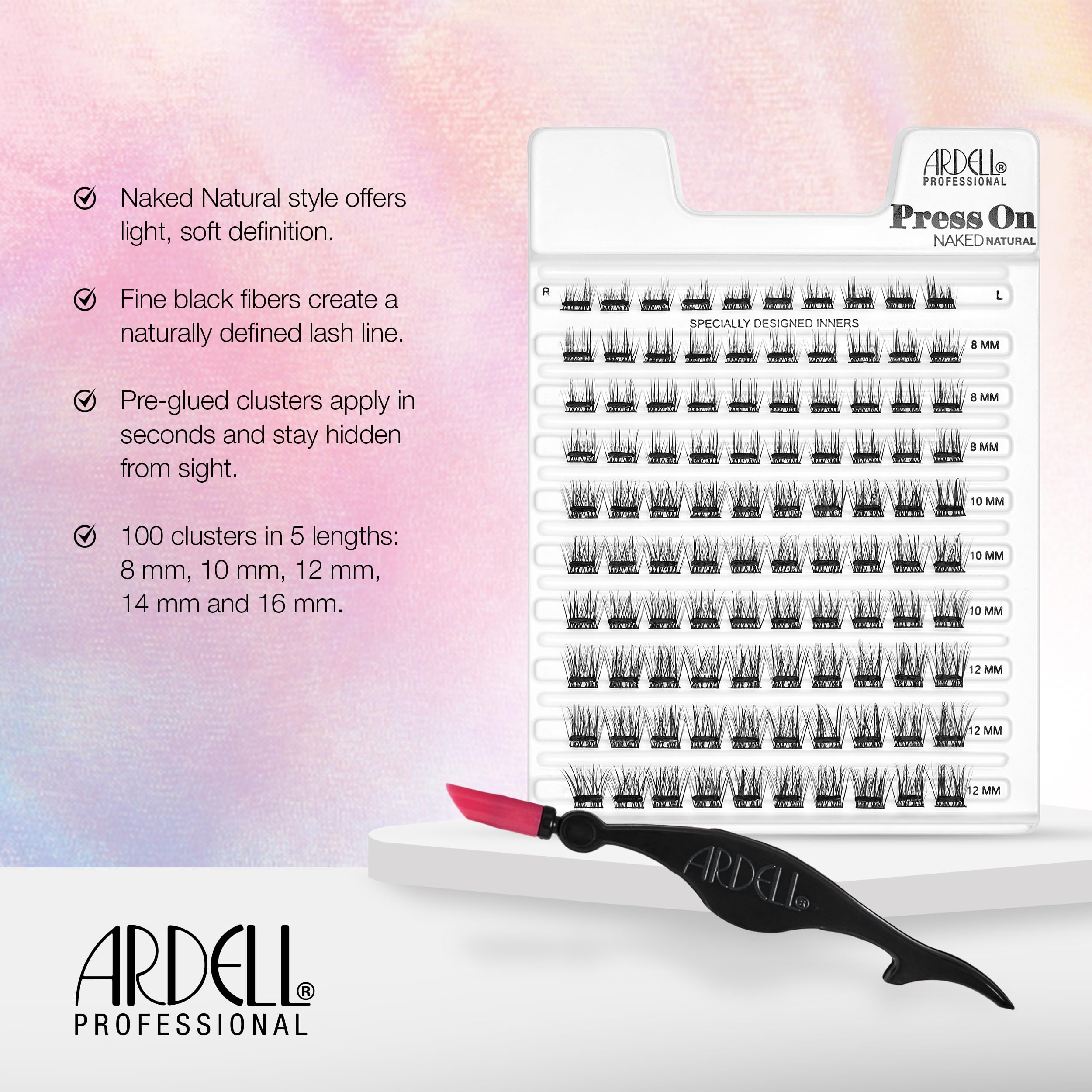 Ardell Press-On Lashes five lengths 8–16 mm for customizable lash maps.
