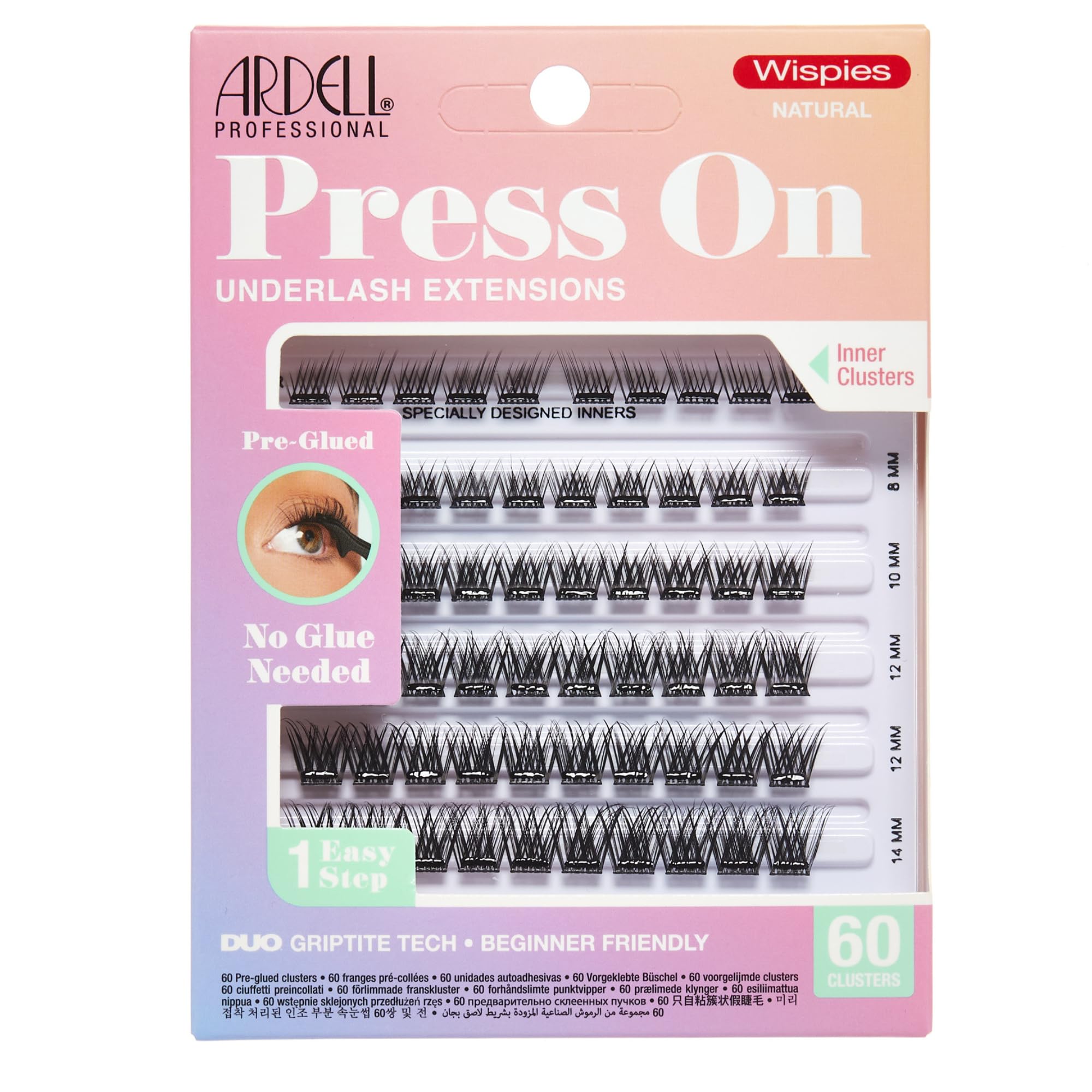 Ardell Press On Lashes Wispies Natural front view with fluttery, natural-looking volume.