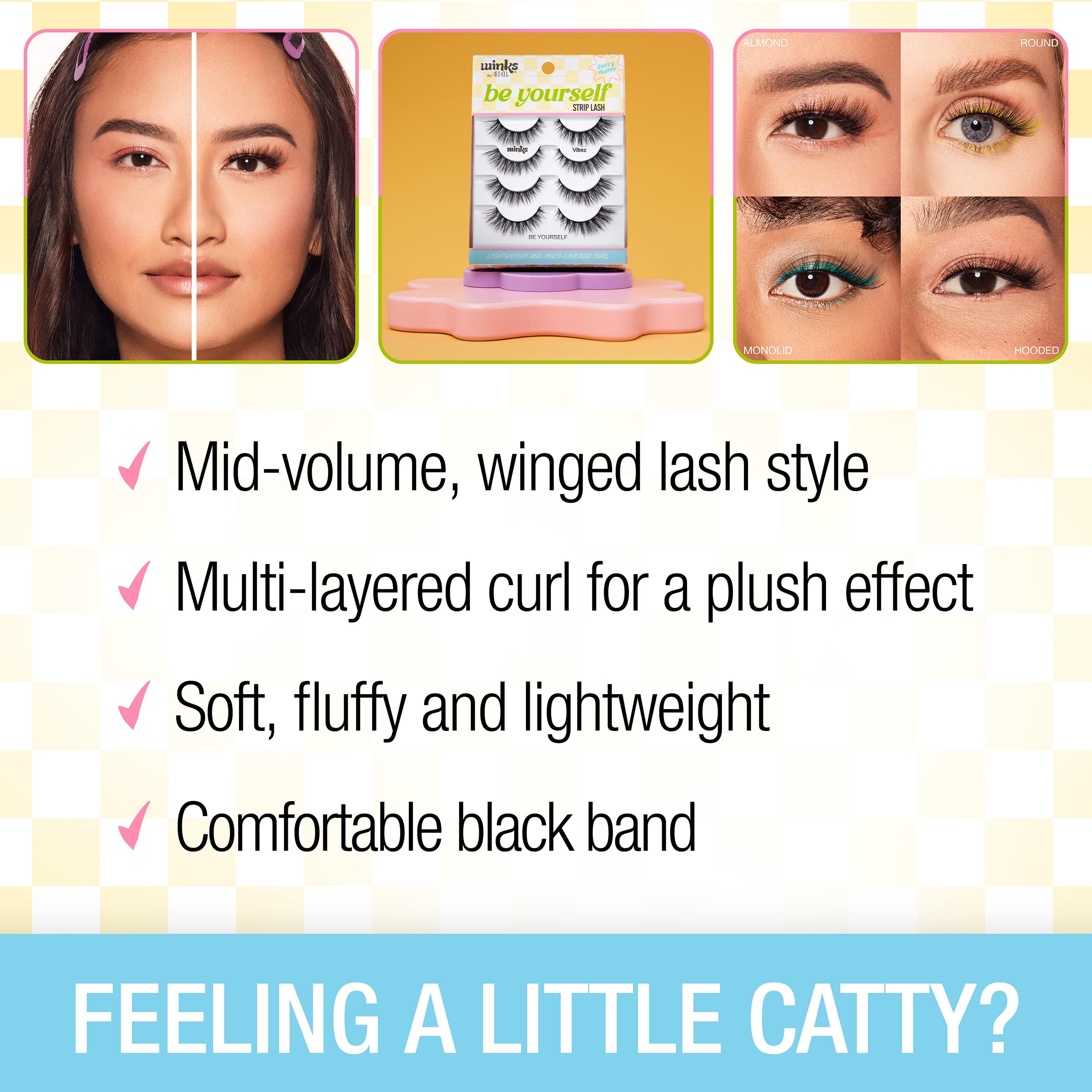 Lashes with multi-layered curl for natural lift.