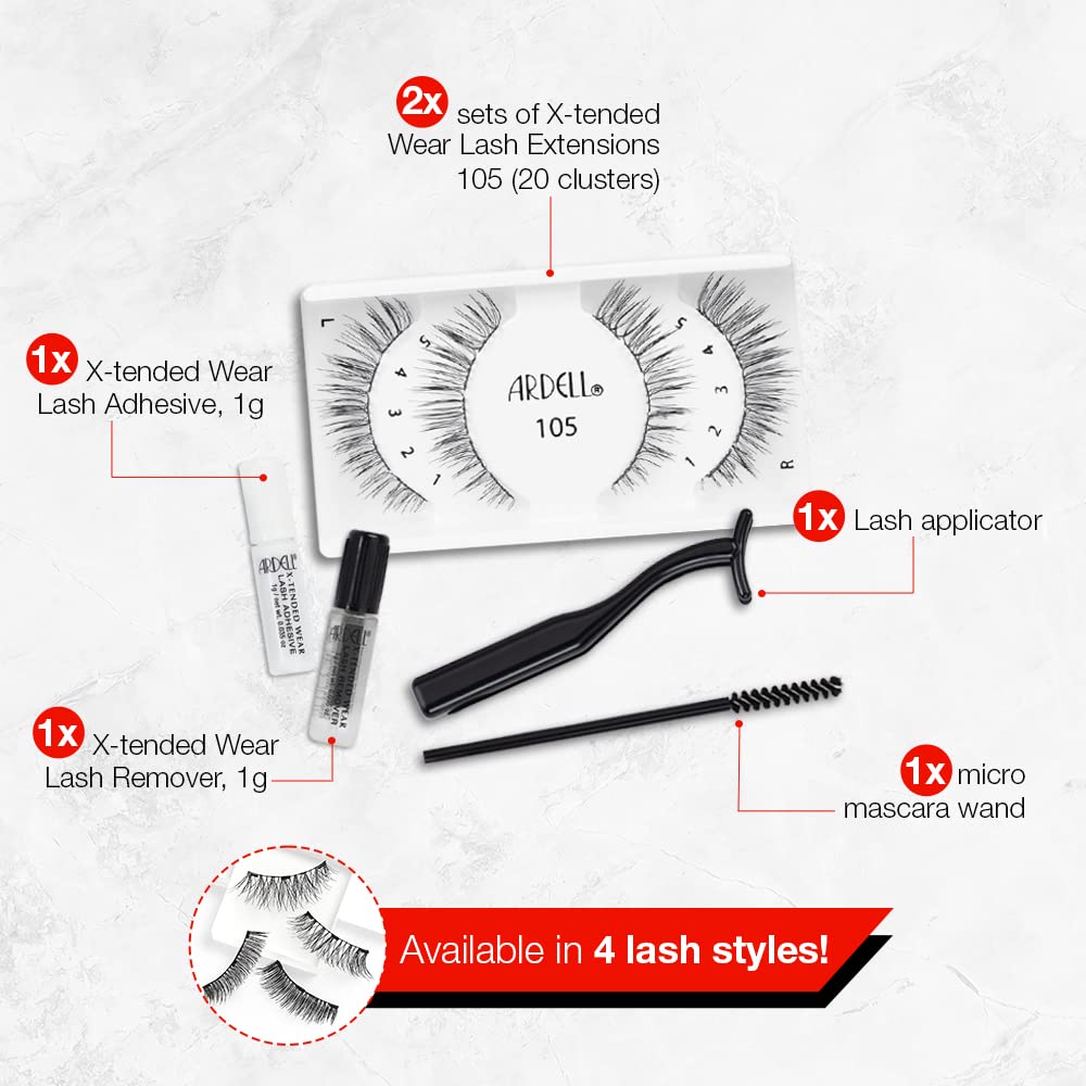 Ardell X-tended Wear 105 applicator with curved tip for neat lash placement.