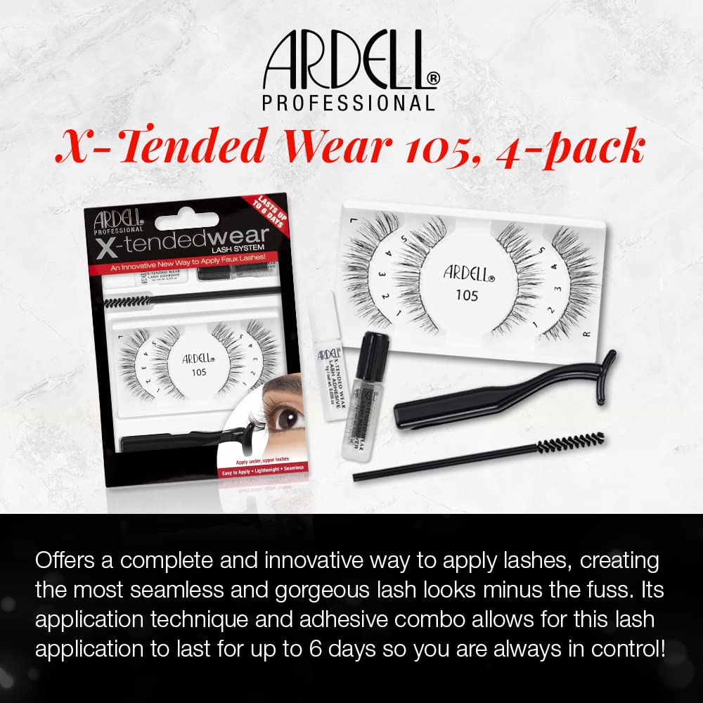 Ardell X-tended Wear 105 lashes blending wispy volume with natural lashes.
