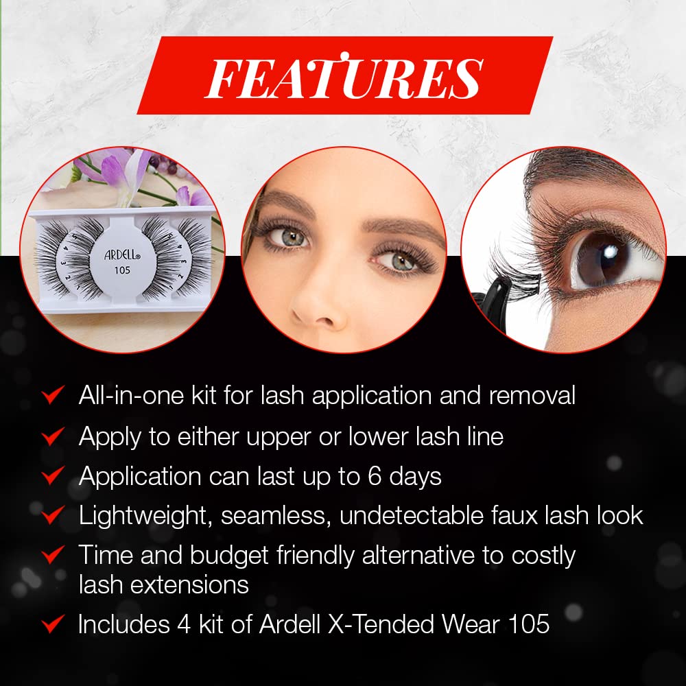 Ardell X-tended Wear 105 remover ready for gentle post-wear cleanup.