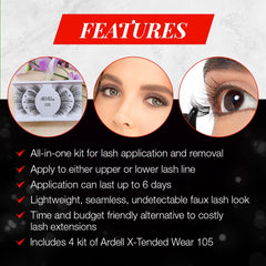 Ardell X-tended Wear 105 remover ready for gentle post-wear cleanup.