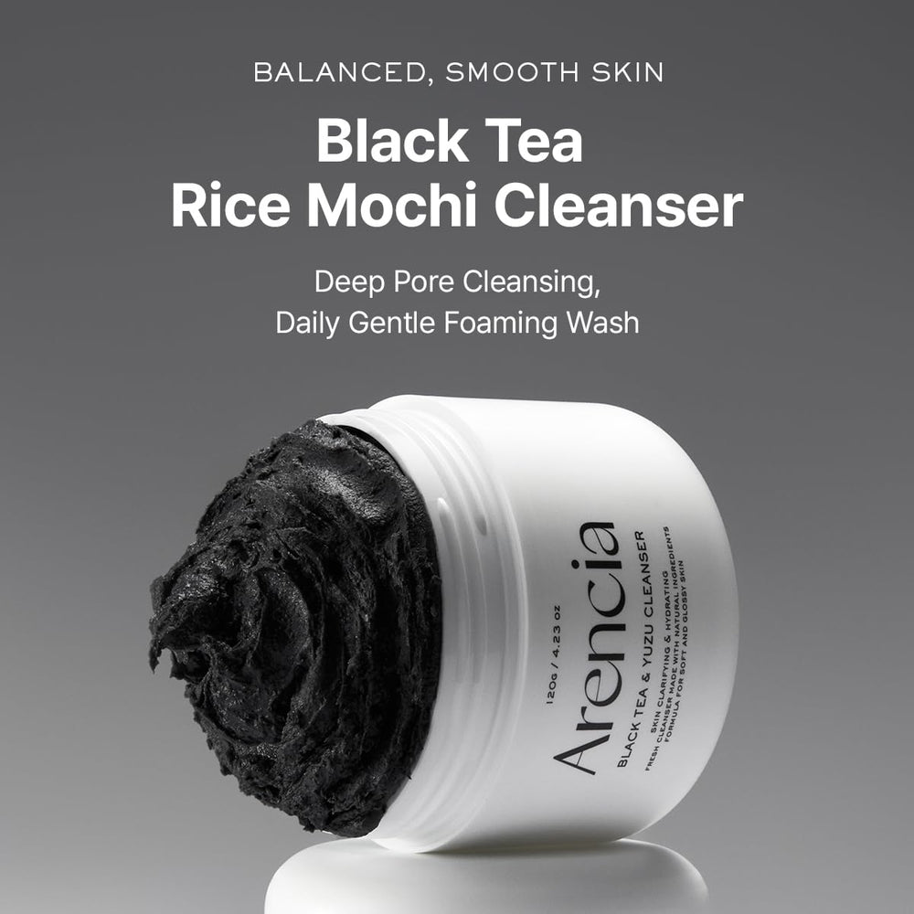ARENCIA Cleanser texture close-up shows gentle exfoliation for smoother skin without over-drying.