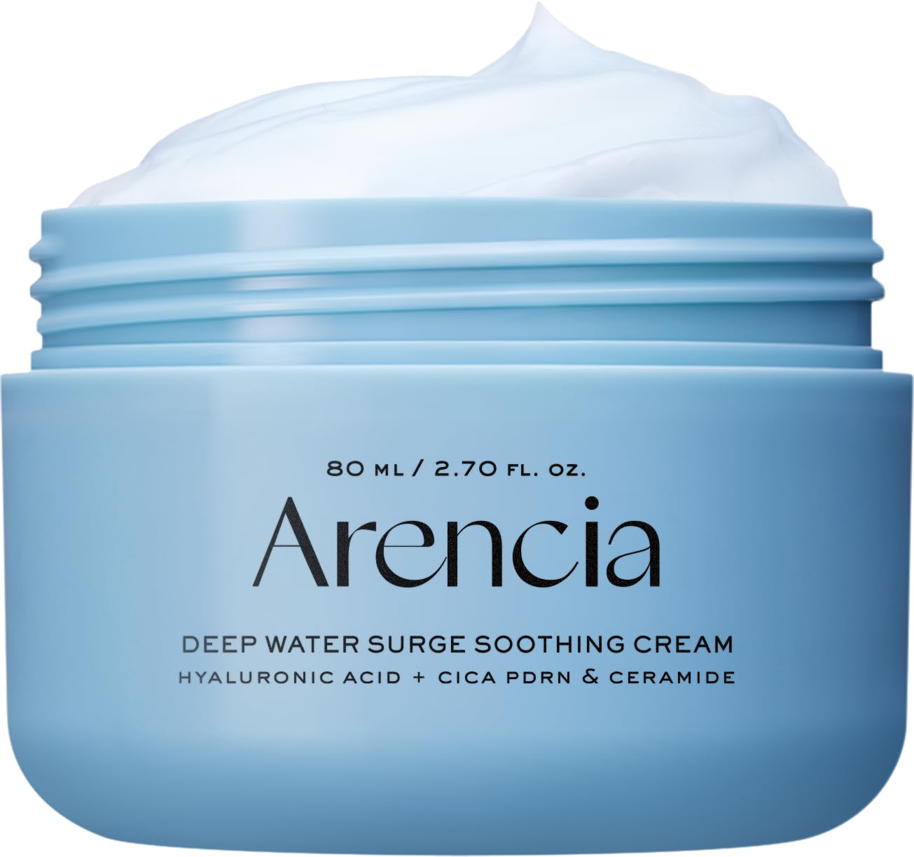 ARENCIA Deep Water Surge Cream jar showing rich hydration for dry skin.